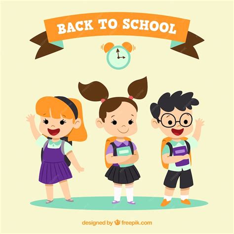 Free Vector Background Of Lovely Kids Ready For School
