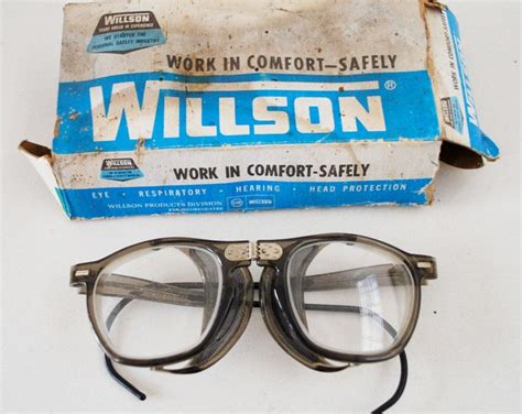 Vintage Willson Folding Safety Goggles Glasses Industrial Aviator Steampunk Hipster Crafter Etsy