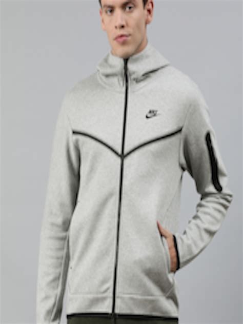 Buy Nike Men Grey Melange Solid As M Nsw Tch Flc Hoodie Fz Wr