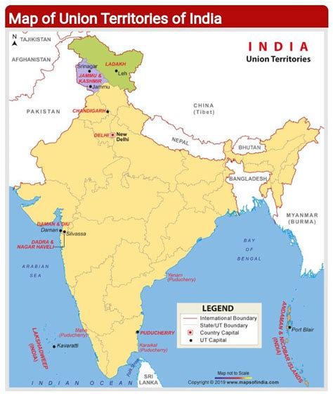 Union Territories Of India As Per 2019 Union Territory Of India