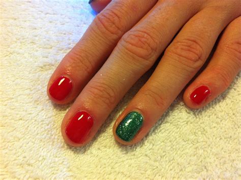 brush   polish  cnd shellac christmas nail art  red green white