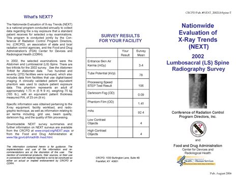 2002 Lumbosacral LS Spine Radiography Survey Trifold CRCPD