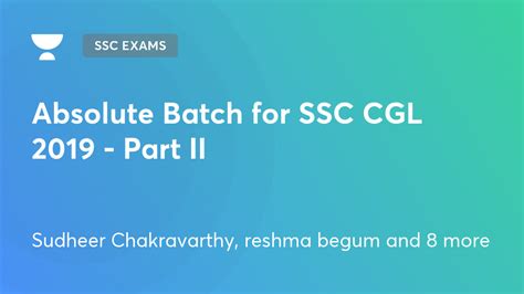 SSC Exams Non Technical Railway Exams Absolute Batch For SSC CGL