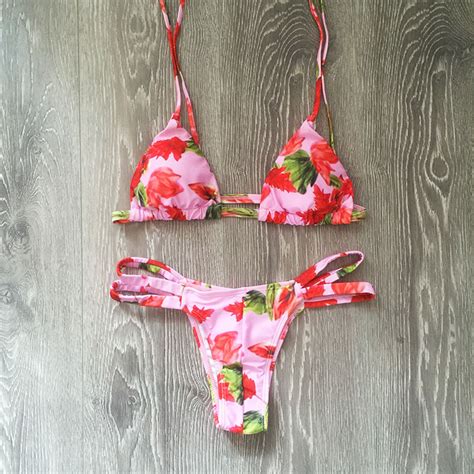 ®2017 New Sexy Micro ⑧ Bikinis Bikinis Women Swimsuit Swimwear Halter √ Flowers Flowers