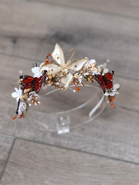 Butterfly Crown Butterfly Headband Floral Crown Halloween Etsy