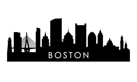 Boston Skyline Silhouette Black Boston City Design Isolated On White