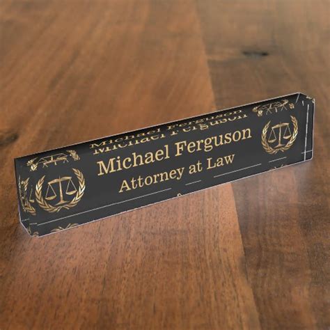 Attorney Scales Of Justice Black And Gold Name Plate Zazzle