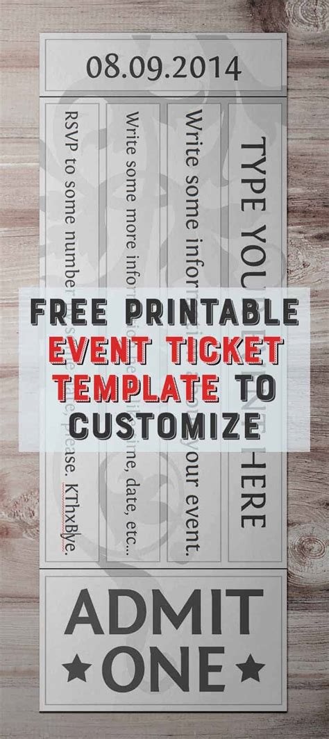 Printable Event Tickets Template Free
