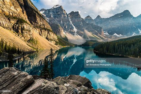 An Evening At Moraine Lake High Res Stock Photo Getty Images