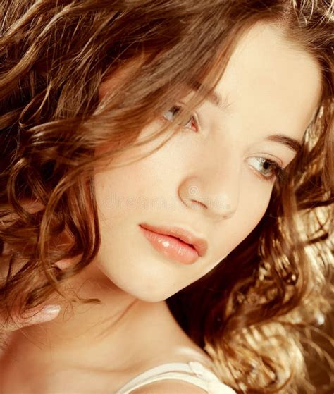 Beautiful Young Woman With Curly Hair Stock Image Image Of Adult