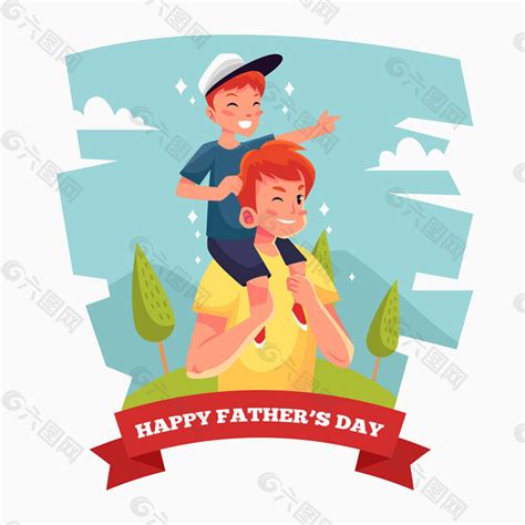 孩子坐在父亲肩膀上蓝色背景背景素材免费下载图片编号8629469 六图网