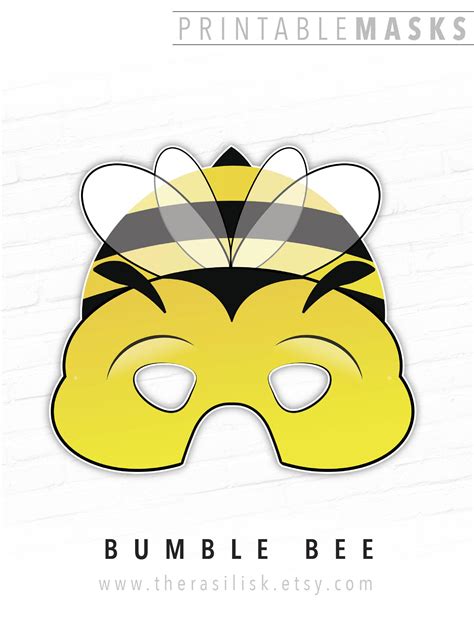 Printable Bumblebee Halloween Mask Photo Booth Prop Printable Etsy