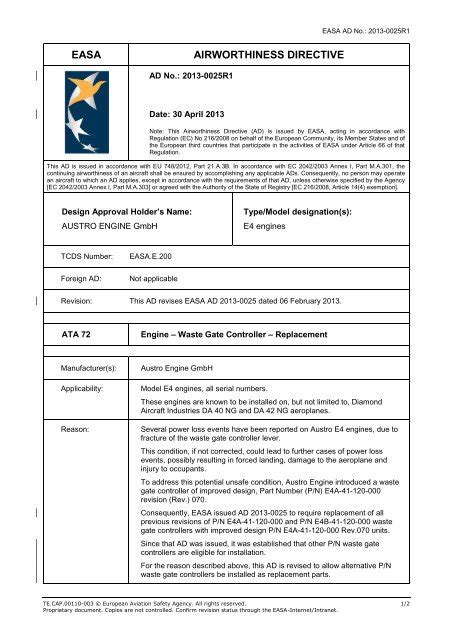 Easa Form 110 Ad Template