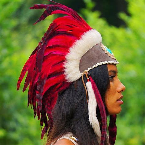 Red Feather Headdress Indian Headdress Novum Crafts