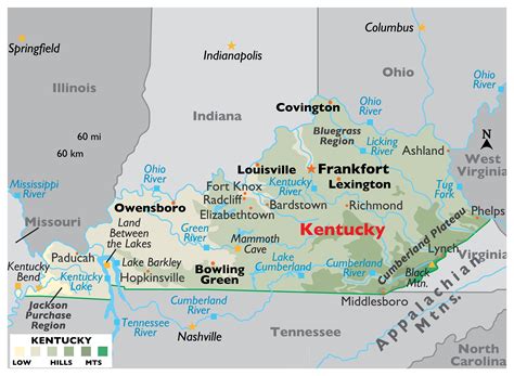 Map Of Kentucky Cities And Towns Printable City Maps
