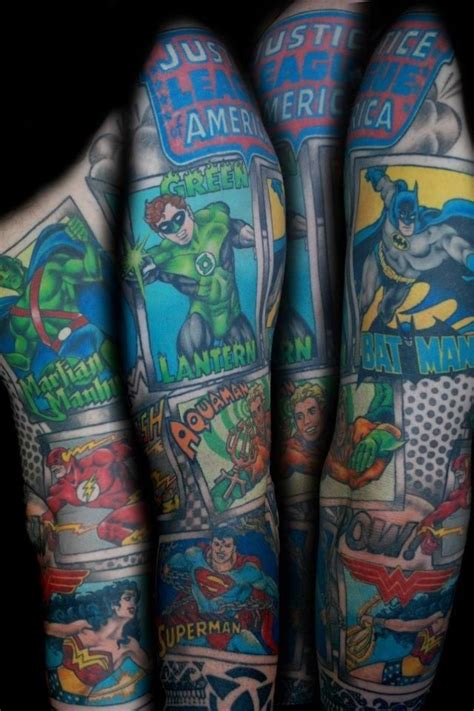 Comic Book Style Tattoo With Supheroes I Love The Layout Of This