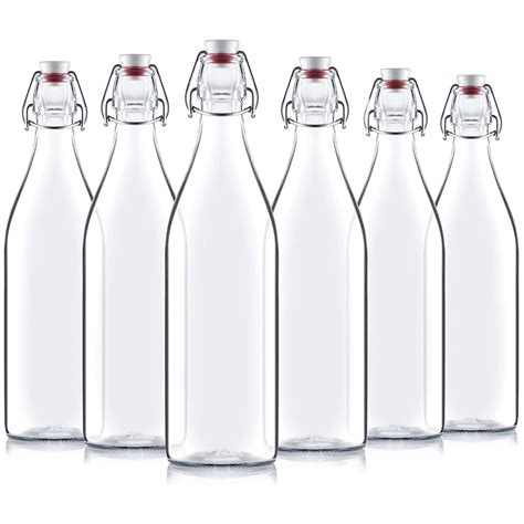 Buy Bormioli Rocco Giara Swing Top Bottles 33 ¾ Ounce 1 Liter 6 Pack Round Clear Glass Grolsch