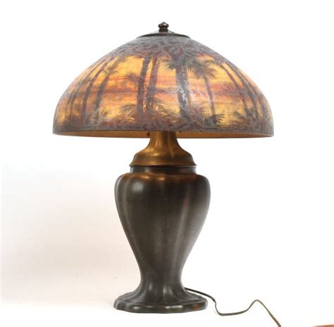 Handel Reverse Painted Palm Tree Table Lamp Rare May 30 2018 Hill