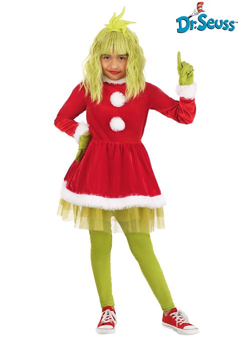 Dr Seuss Girls The Grinch Costume Dress Kids Grinch Costumes