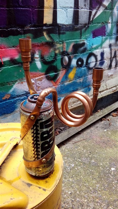 Steampunk Copper Pipe Sculpture Tin Can Upcycled Candle Holder Etsy