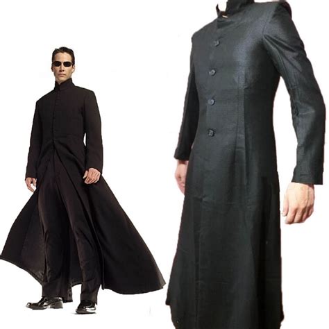 Matrix Neo Cosplay Costume Black Uniform Suit Trench Coat Only In