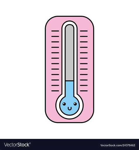 Kawaii Thermometer Temperature Cartoon Character Vector Image