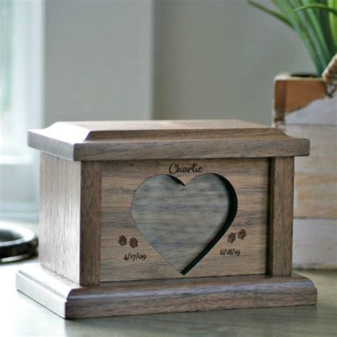 Small Wooden Pet Urn with Photo Slot - Personalized - Walnut