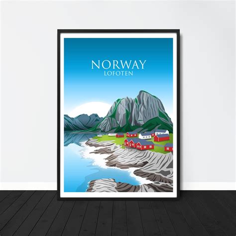 Lofoten Norway Fjord Norway Poster Norway Art Norway Etsy