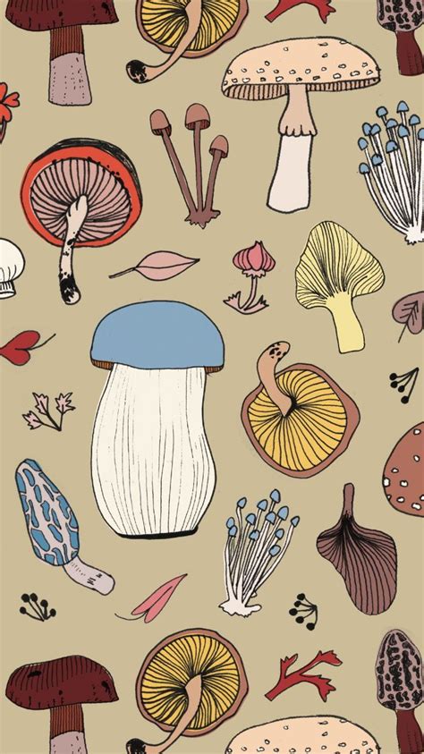 This Neutral Mushroom Pattern Would Be Perfect As A Kitchen Wallpaper