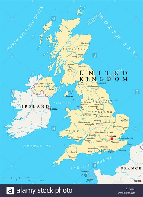 It is the capital of england in the united kingdom. United Kingdom Political Map with capital London, national ...