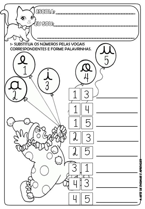 Atividade para trabalhar com encontro vocálico cursivo A Arte de Ensinar e Aprender