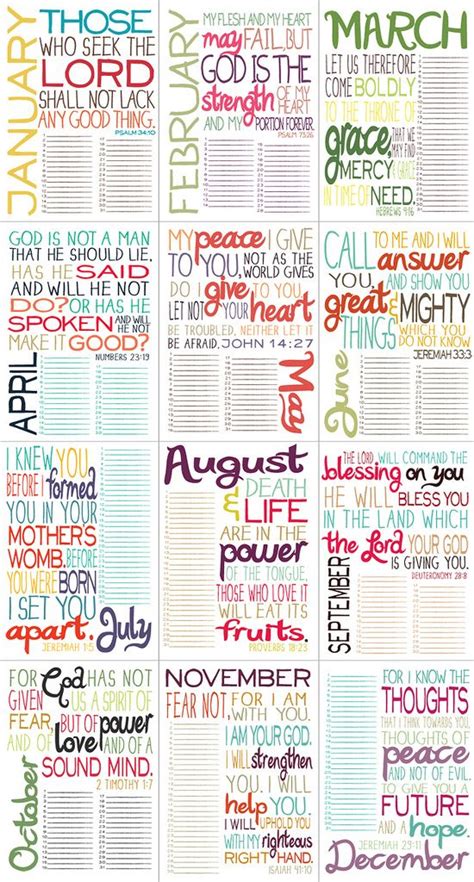 Yearly Calendar With Beautiful Scripture Week Planer Bibel Journaling