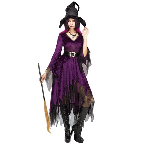 women witch costume sorceress dress with wizard hat for halloween cosplay party nevada