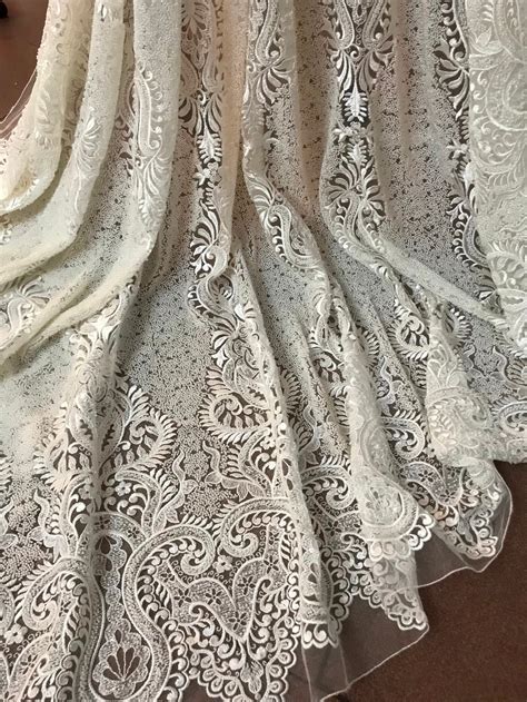 Embroidered Tulle Lace Fabric J 8113 with full beads African French ...