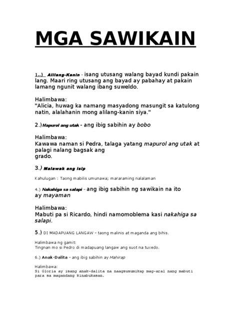 Sawikain Halimbawa Philippin News Collections