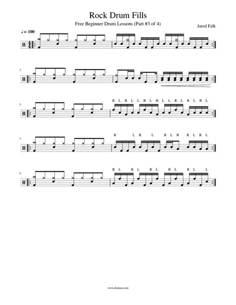Rock Drum Fills 3 Sheet Music For Percussion Download Free In Pdf Or
