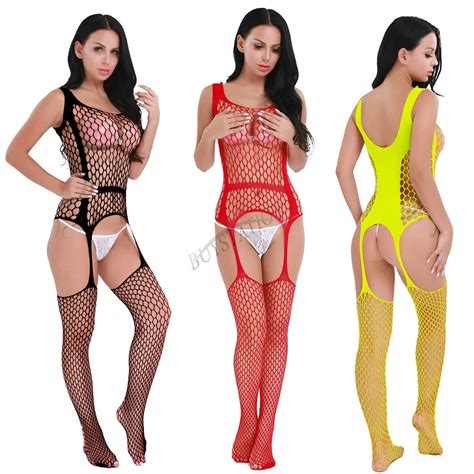 Sexy Fishnet Crotchless Bodystocking See Through Hollow Out Underwear