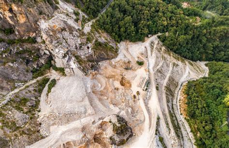 Aerial View Of Carrara Marble Quarry In Tuscany Italy Stock Photo