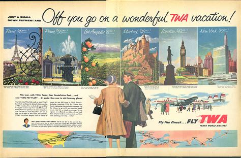 off you go on a wonderful twa vacation constellation ad 1955