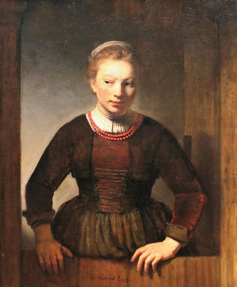 Rembrandt Van Rijn Workshop Young Woman At An Open Half Door 1645