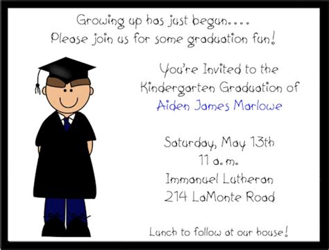 boy preschoolkindergarten graduation invitations