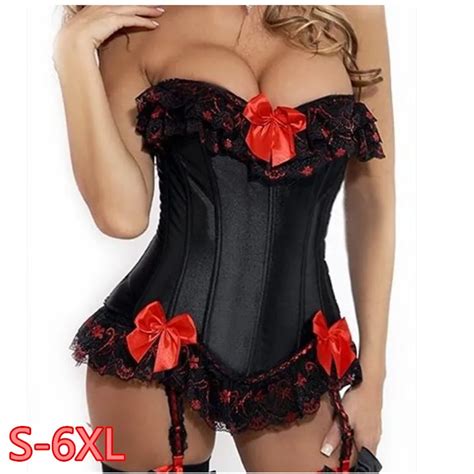 women s black satin corset sexy waist cincher lace overbust corset slimming body shaper s 3xl