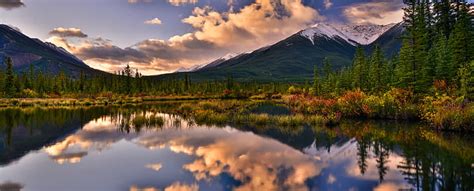 Hd Wallpaper Autumn Forest Mountains Lake Reflection Canada