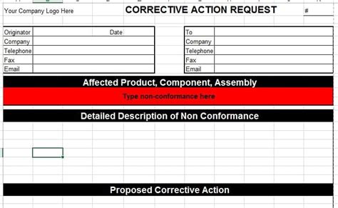Corrective Action Template For Microsoft Excel Templatestaff