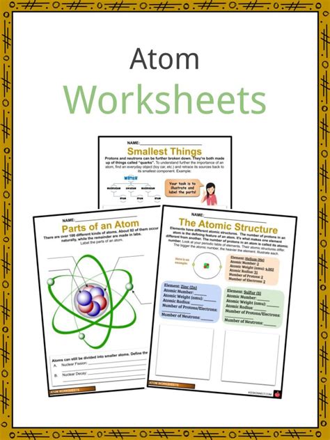 Atom Facts Worksheets Early Understanding And Atomic Models For Kids