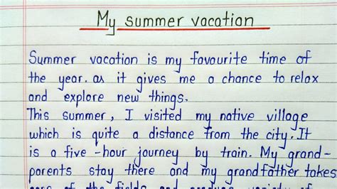 A Perfect Summer Day Essay Short Essay On Perfect Summer Vacation