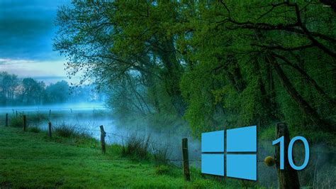 Windows 10 in the misty morning blue logo wallpaper - Computer ...