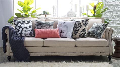 Ways To Decorate A Neutral Sofa With Throw Pillows Hayneedle Beige Sofa