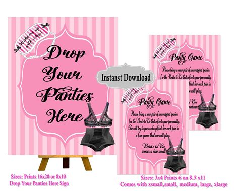 PRINTABLE Drop Your Panties Here Game Lingerie Party Etsy