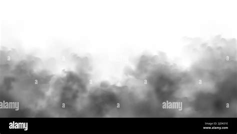 Black Realistic Smoke Dust Clouds Isolated On White Background Dirty